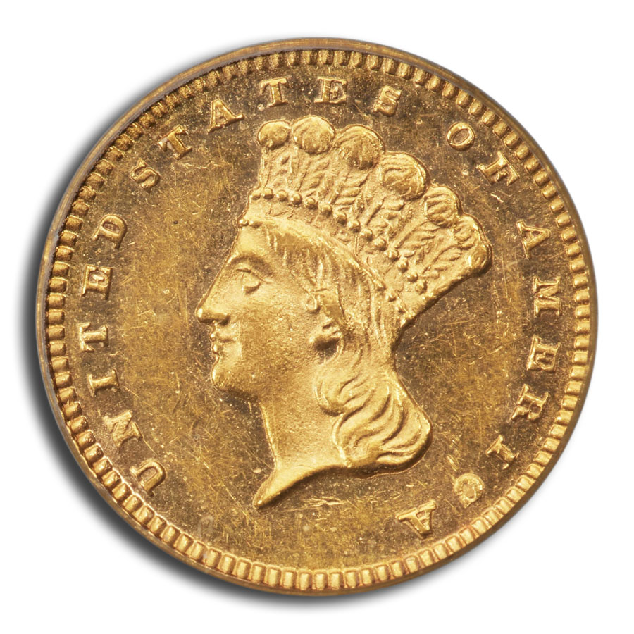 1875 $1 Indian Head Gold MS-62 PCGS CAC