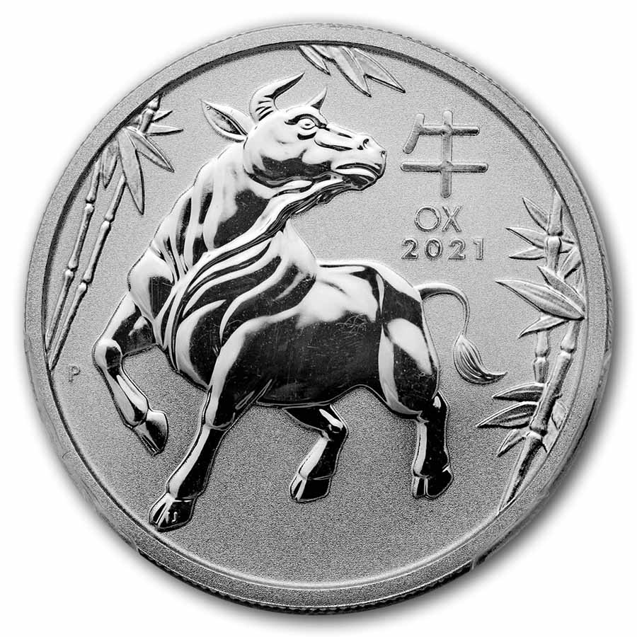 2021 Australia 1 oz Platinum Lunar Ox PCGS MS-69 FDI