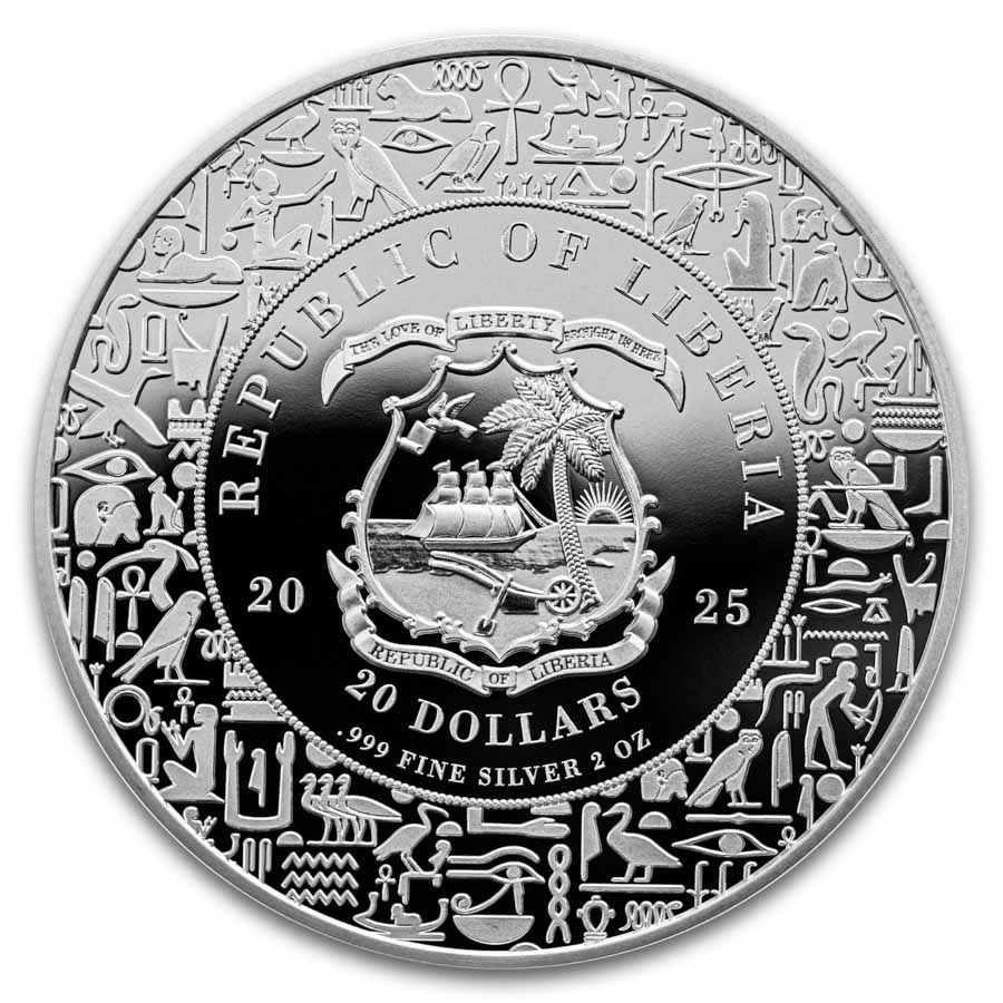 2025 Liberia 2 oz Silver Egyptian Heritage: Bastet