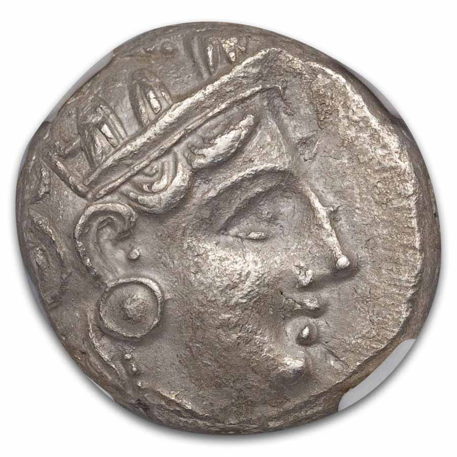Attica Athens Silver Tetradrachm Owl (393-294 BC) Ch XF NGC 4/3