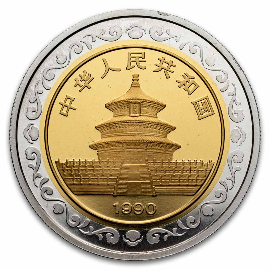 1990 China Gold & Silver Bi-Metallic Panda Hong Kong Expo