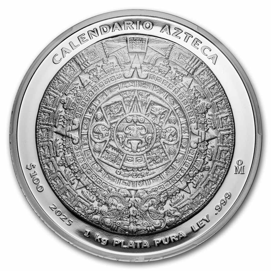 2025 Mexico 1 kilo Silver Aztec Calendar PL-70 PCGS (Green Label)