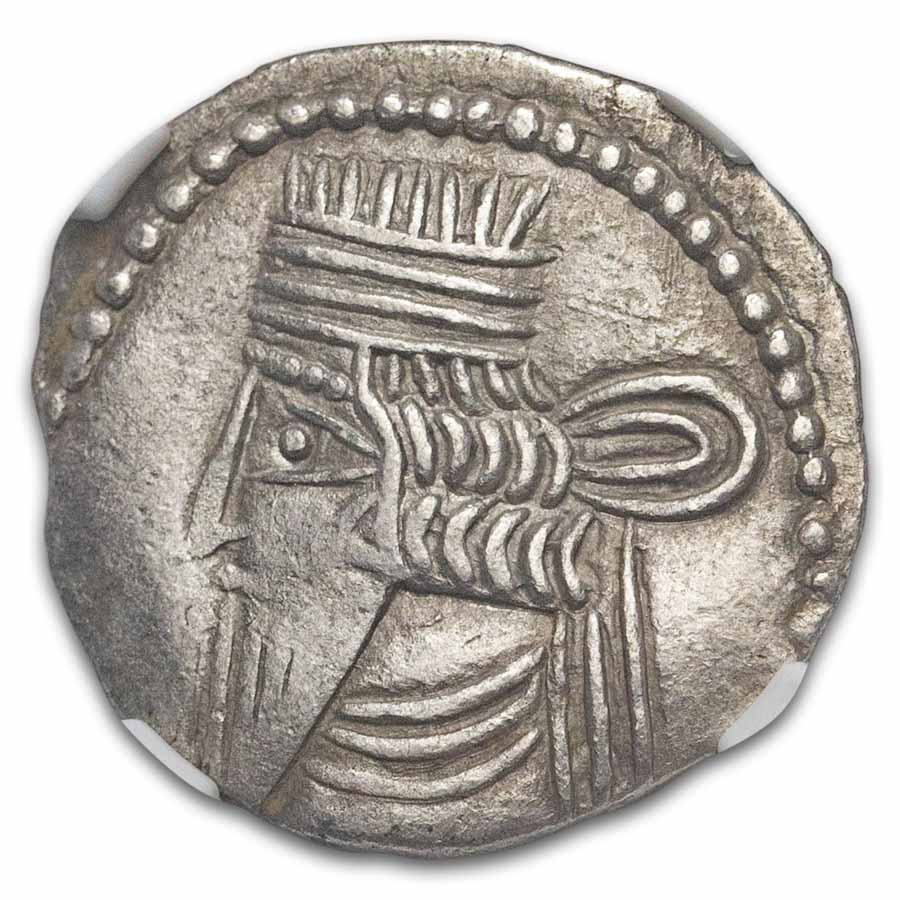 Parthian Empire Silver Drachm Pacorus (78-120 AD) Ch VF NGC