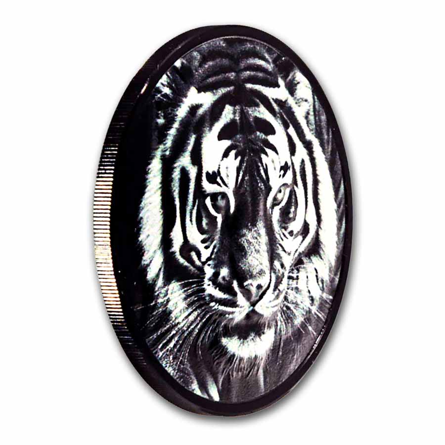 2025 Cook Islands 1 oz Silver Black Proof Black and White Tiger