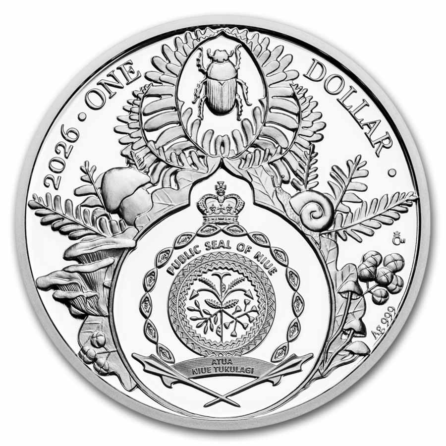 2026 Niue 1 oz Silver Proof Colorized Mushrooms: Red Toadstool