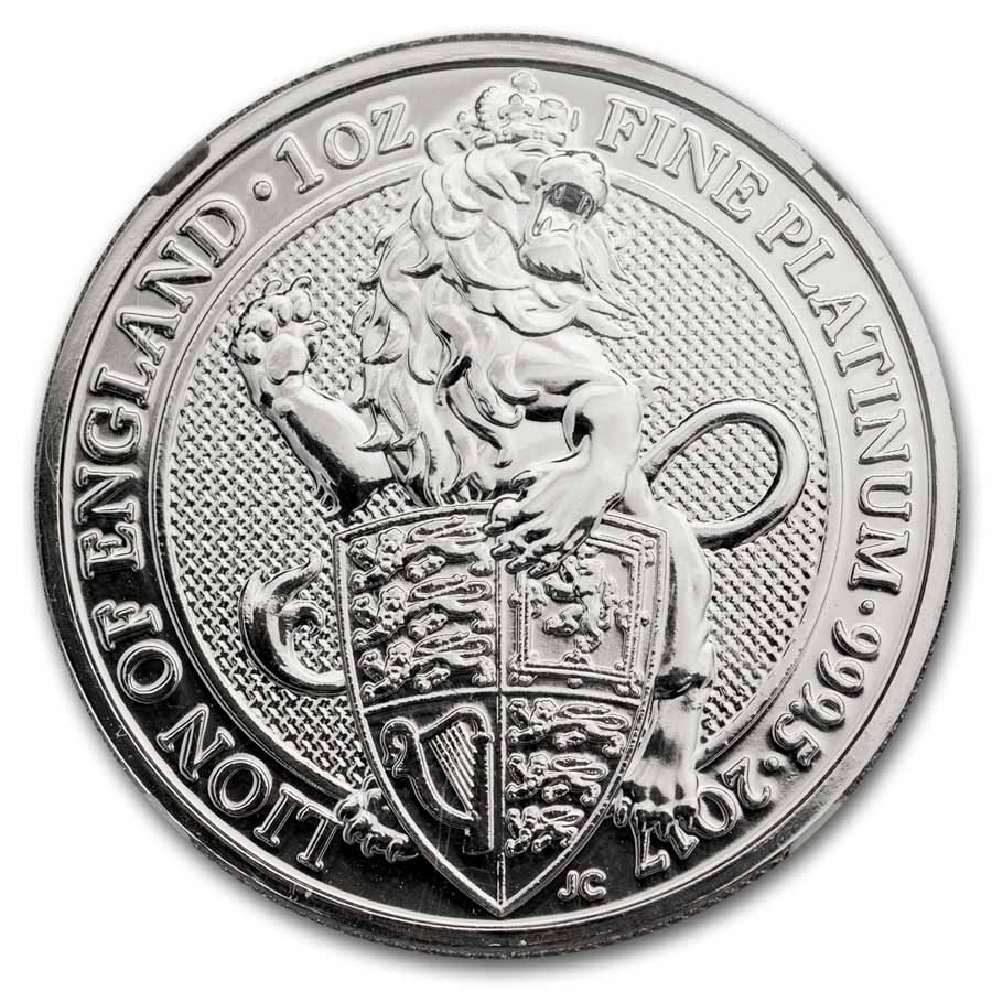 2017 GB 1 oz Platinum Queen's Beasts The Lion MS-70 NGC FDI