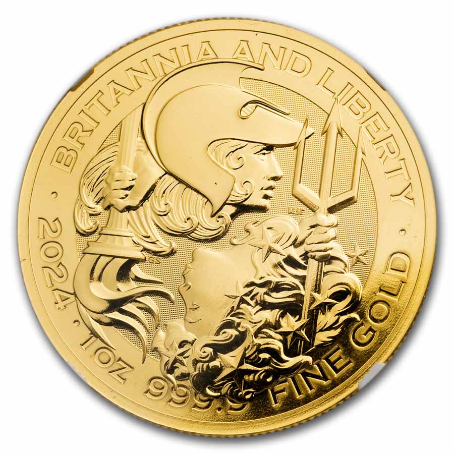 2024 Great Britain 1 oz Gold Britannia & Liberty MS-70 NGC