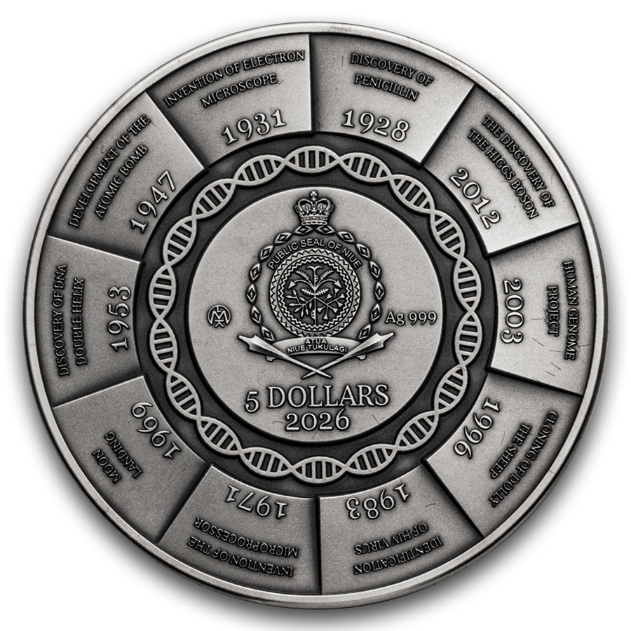 2026 Niue 2 oz Silver 100 Years of Science (w/ Box & COA)