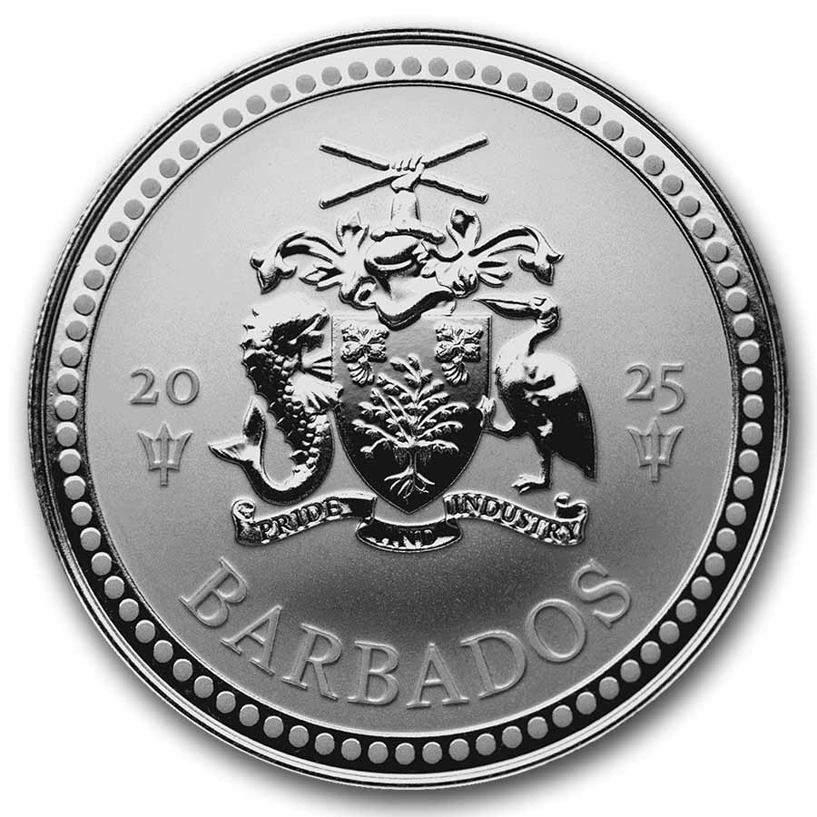 2025 Barbados 1 oz Silver Trident BU
