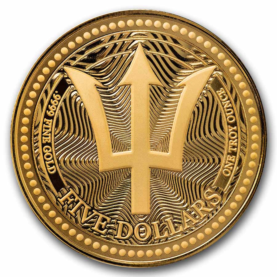 2025 Barbados 1 oz Gold Trident BU