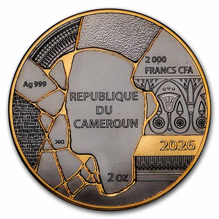 2026 Republic of Cameroon 2 oz Silver Kintsugi Art: Nefertiti