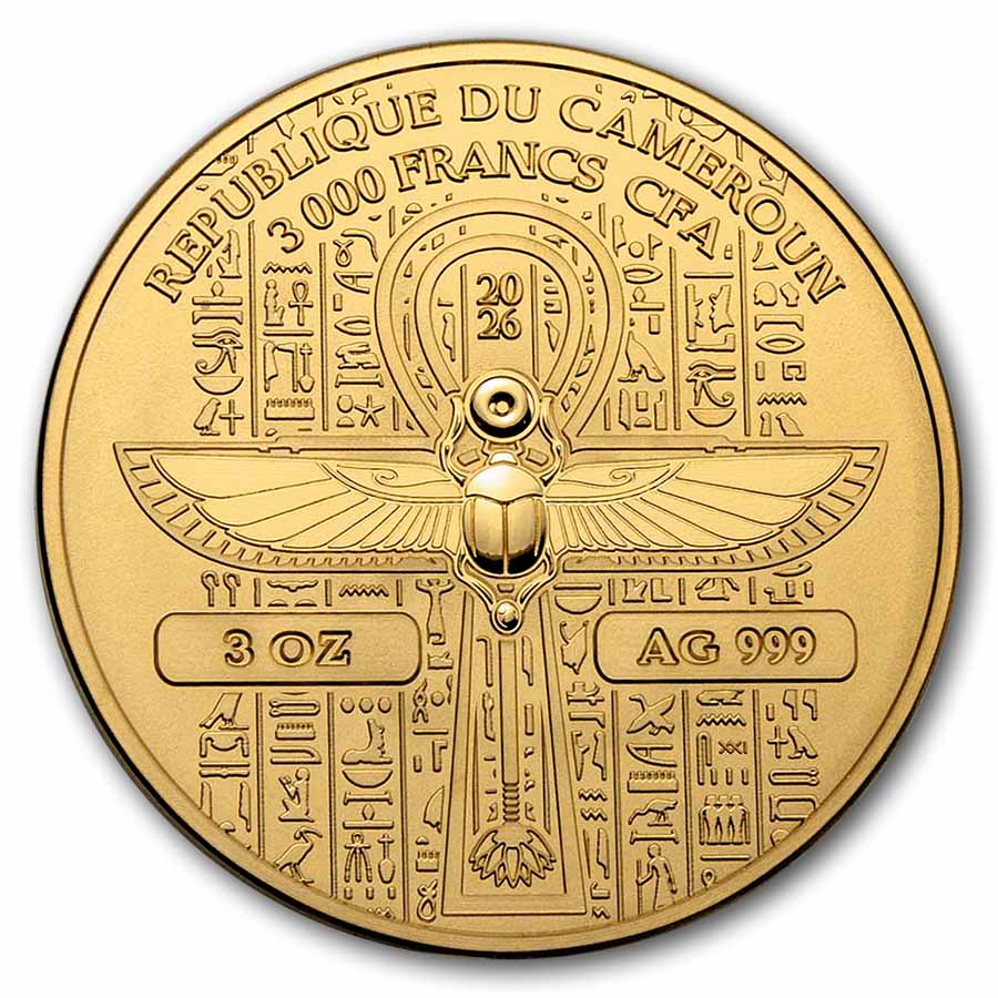 2026 Rep. of Cameroon 3 oz Silver Throne of Tutankhamun