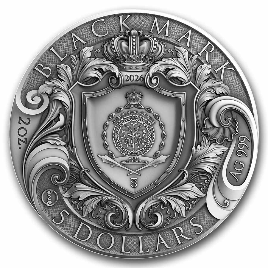 2026 Niue 2 oz Silver Black Mark (Box & COA)