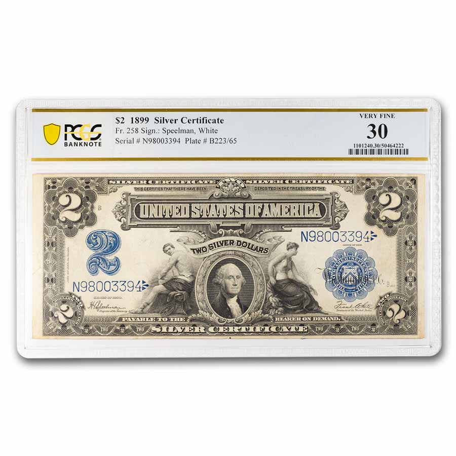 1899 $2.00 Silver Cert. George Washington VF-30 PCGS (Fr#258)