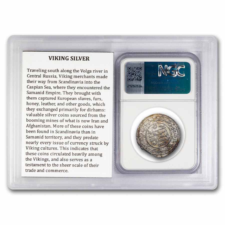 AH 350-365 Samanid Dynasty Silver Dirham NGC (Viking Silver)