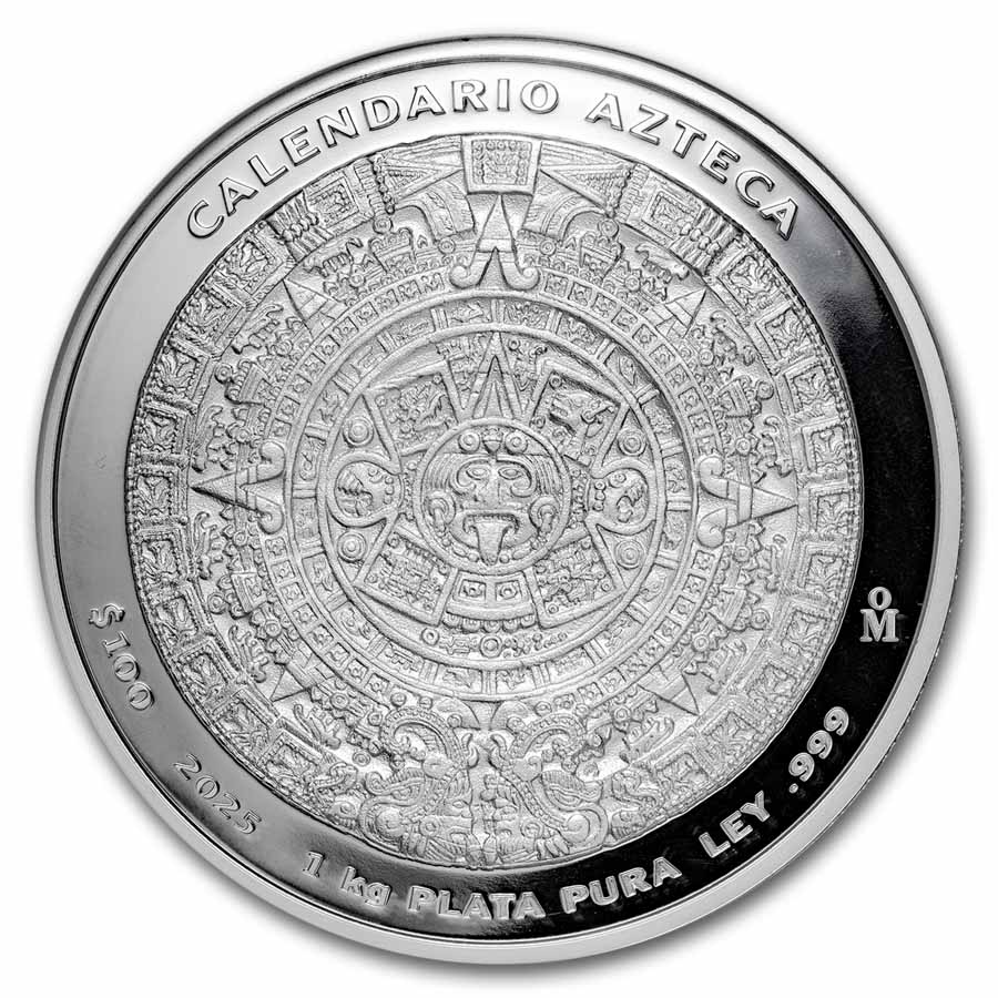 2025 Mexico 1 kilo Silver Aztec Calendar PF-70 NGC (Coat of Arms)