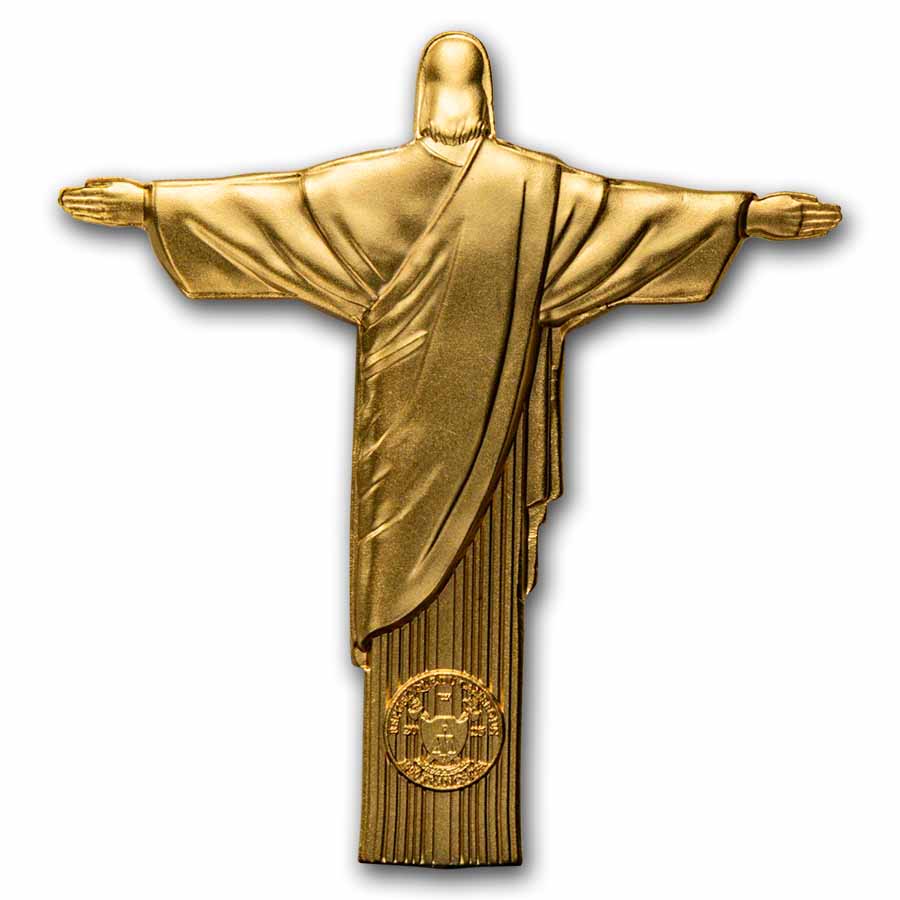 2025 Cameroon 1 oz Silver Gilded Christ the Redeemer 3D Shaped