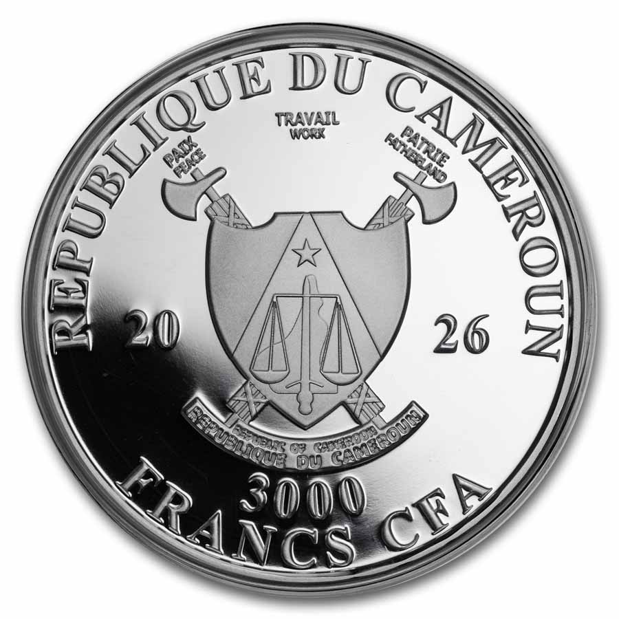 2026 Republic of Cameroon 1 oz Silver Crystalique 3D Shaped Coin