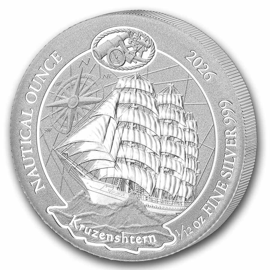 2026 Rwanda 1/12 oz Silver Nautical Ounce 100 Yrs Kruzenshtern BU