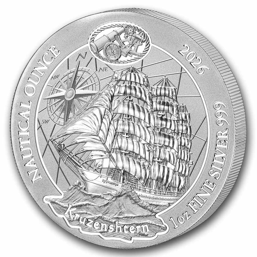 2026 Rwanda 1 oz Silver Nautical Ounce 100 Yrs Kruzenshtern BU