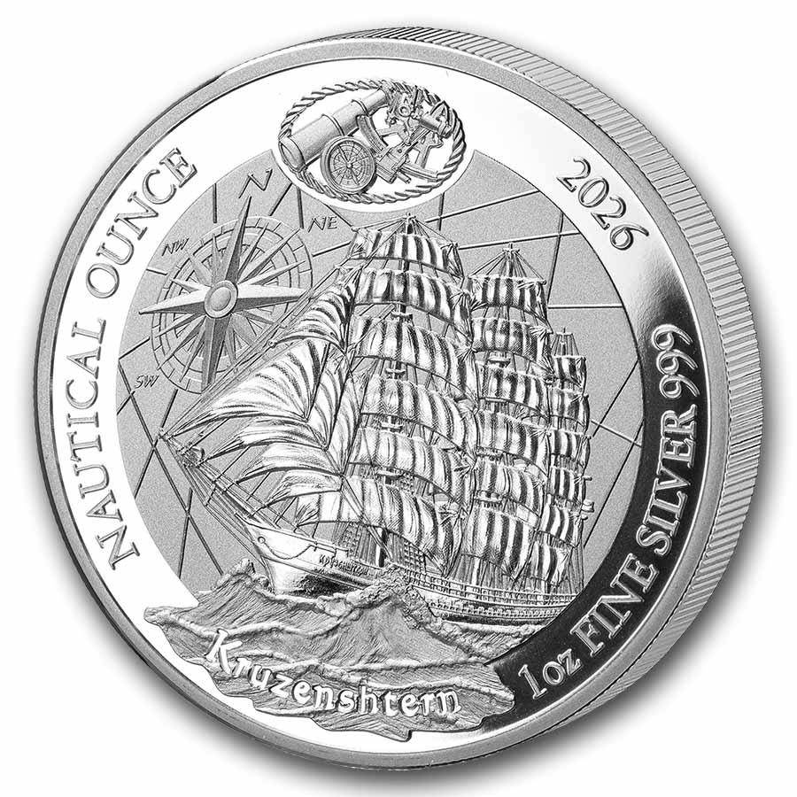 2026 Rwanda 1 oz Silver Nautical Ounce 100 Yrs Kruzenshtern Proof