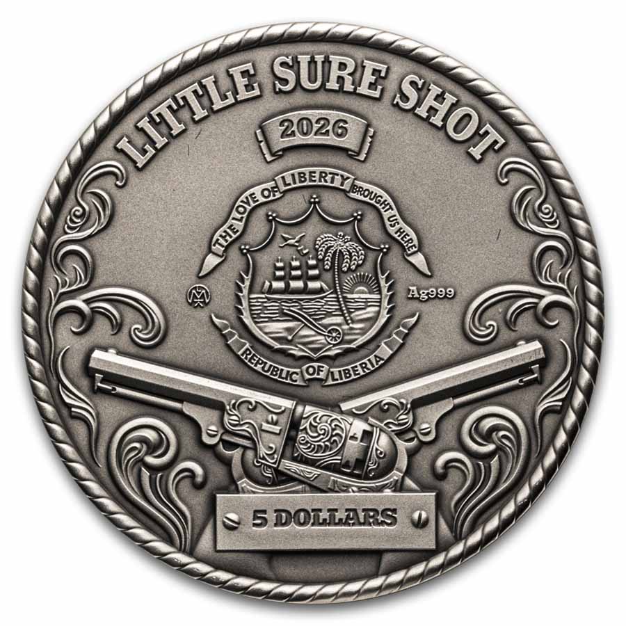 2026 Liberia 2 oz Silver Little Sure Shot: Annie Oakley