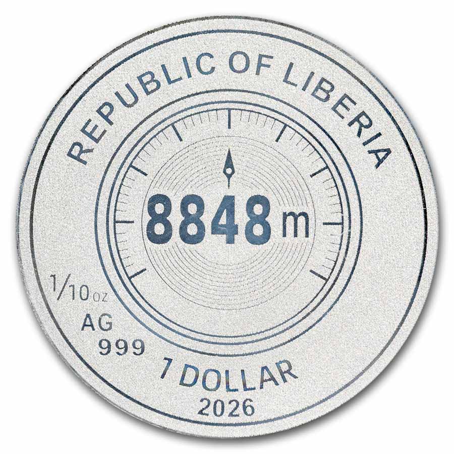 2026 Liberia 1/10 oz Silver Mount Everest