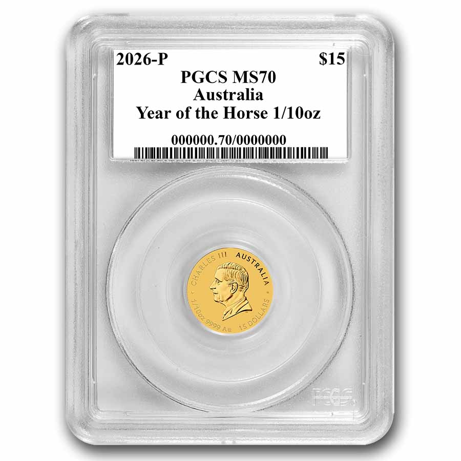 2026 AUS 1/10 oz Colorized Gold Lunar Horse MS-70 PCGS Red Label