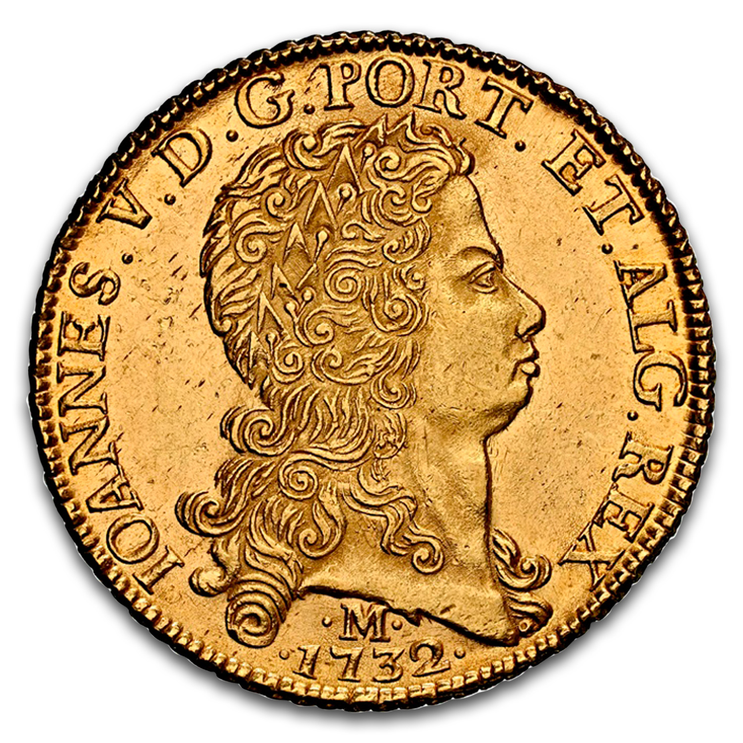 1732-M Brazil Gold 12800 Reis Joao V MS-63 NGC