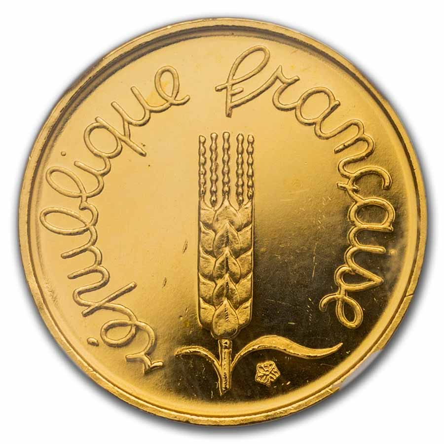 1978 France Proof Gold Piefort 1 Centime PF-64 UCAM NGC