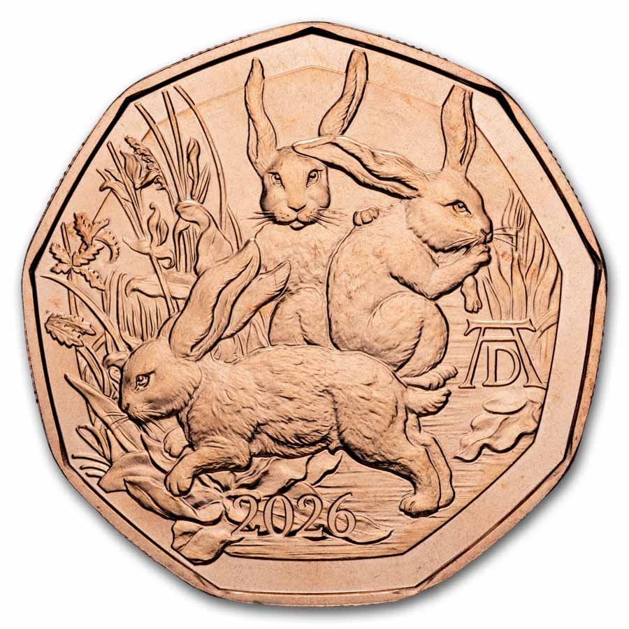 2026 Austria Copper €5 Easter Dürer’s Three Bunnies