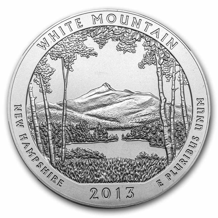 2013-P 5 oz Silver ATB White Mountain SP-69 NGC