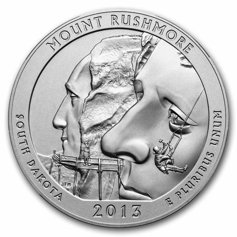 2013-P 5 oz Silver ATB Mount Rushmore SP-69 NGC (ER/FR)