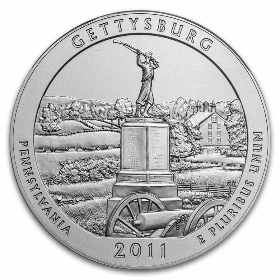 2011-P 5 oz Silver ATB Gettysburg SP-69 NGC