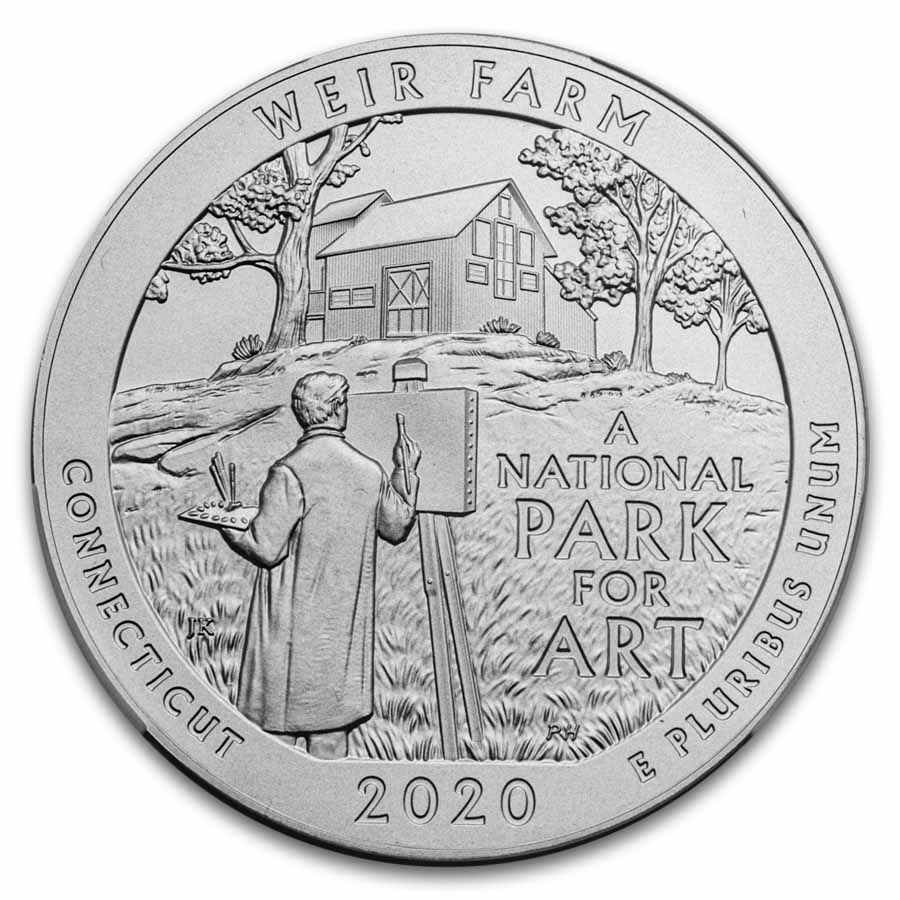 2020-P 5 oz Silver ATB Weir Farm Historic Site SP-69 NGC (ER/FR)