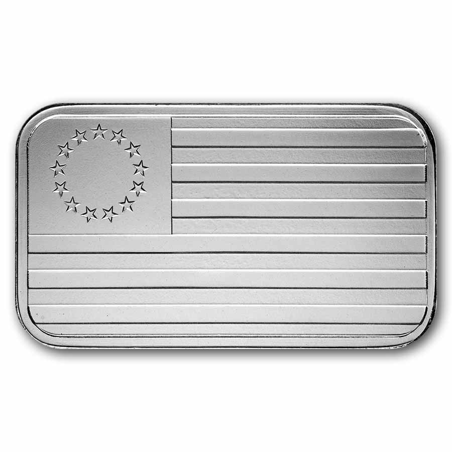 1 oz Silver Bar - Betsy Ross & Liberty Bell