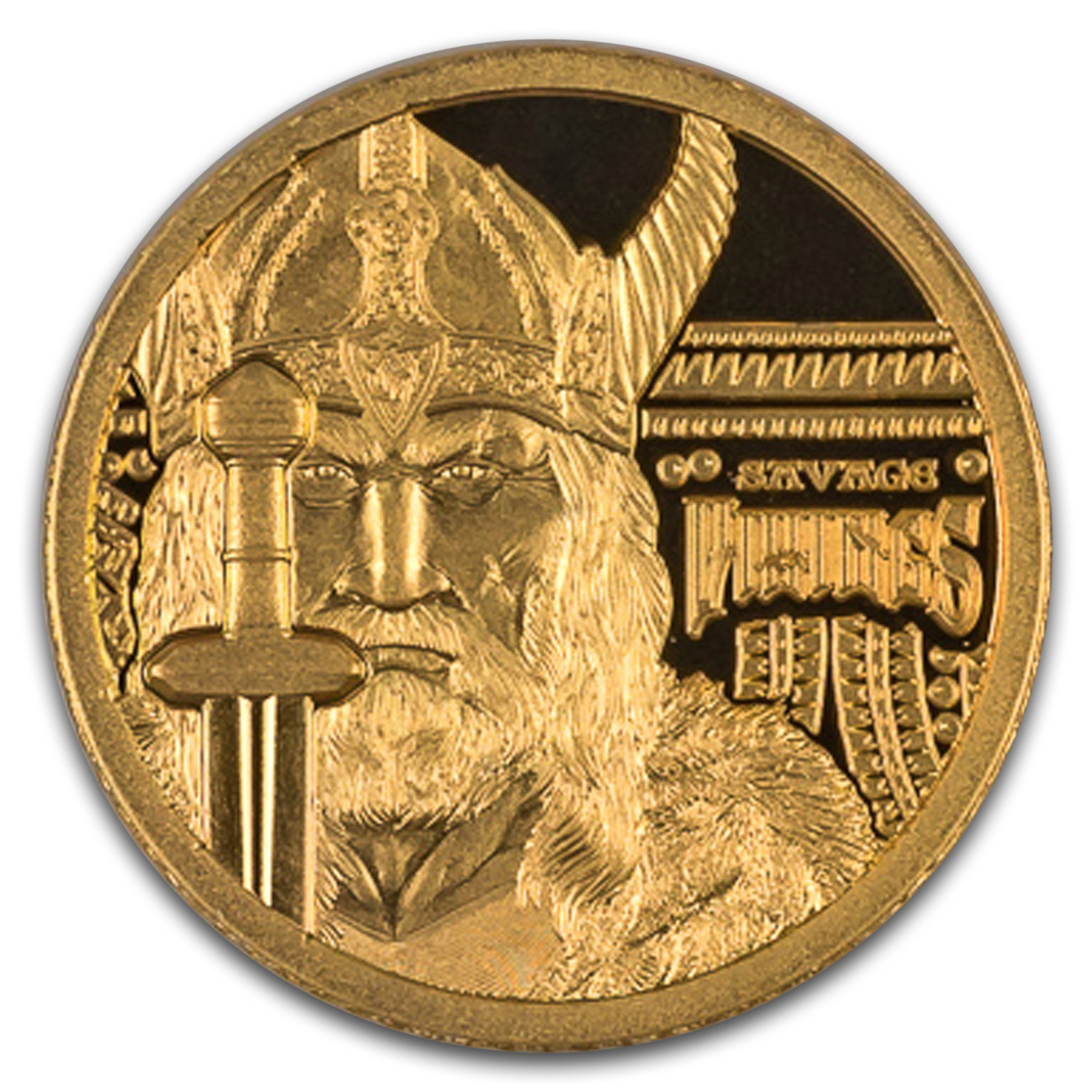 2026 Cook Islands 1/2 gram Gold Proof Savage Vikings PF-70 NGC FR