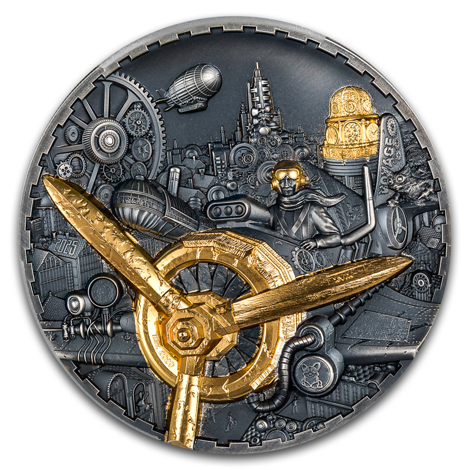 2025 Cook Isl. 3 oz Silver Antique Steampunk: Aviation SP-70 PCGS