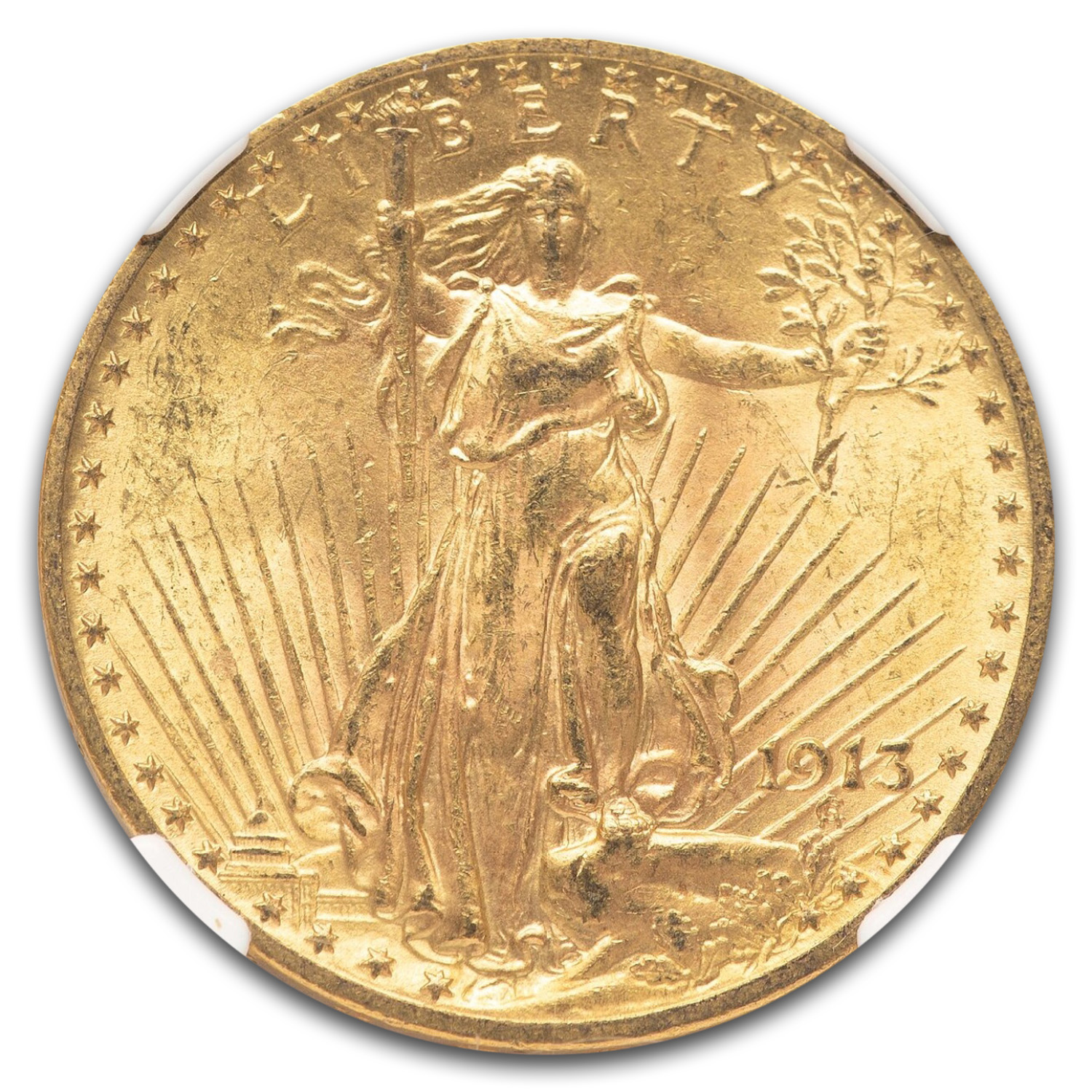 1913 $20 St Gaudens Gold Double Eagle MS-63 NGC CAC