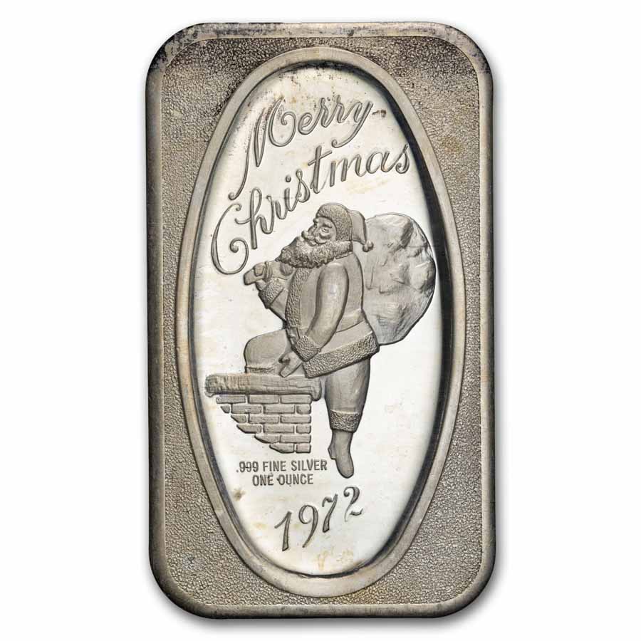 1 oz Silver Art Bar - Vintage Christmas (Random Motif)