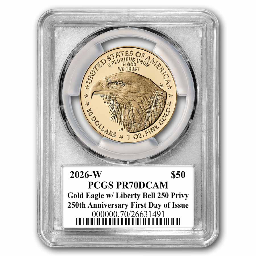 2026-W 1 oz Proof Gold Eagle Dual Date PR-70 PCGS (FDI, 250th)