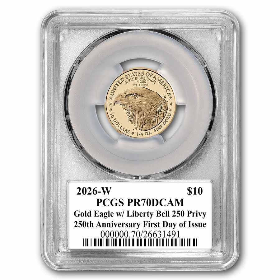 2026-W Proof 1/4 oz Gold Eagle Dual Date PR-70 PCGS (FDI, 250th)