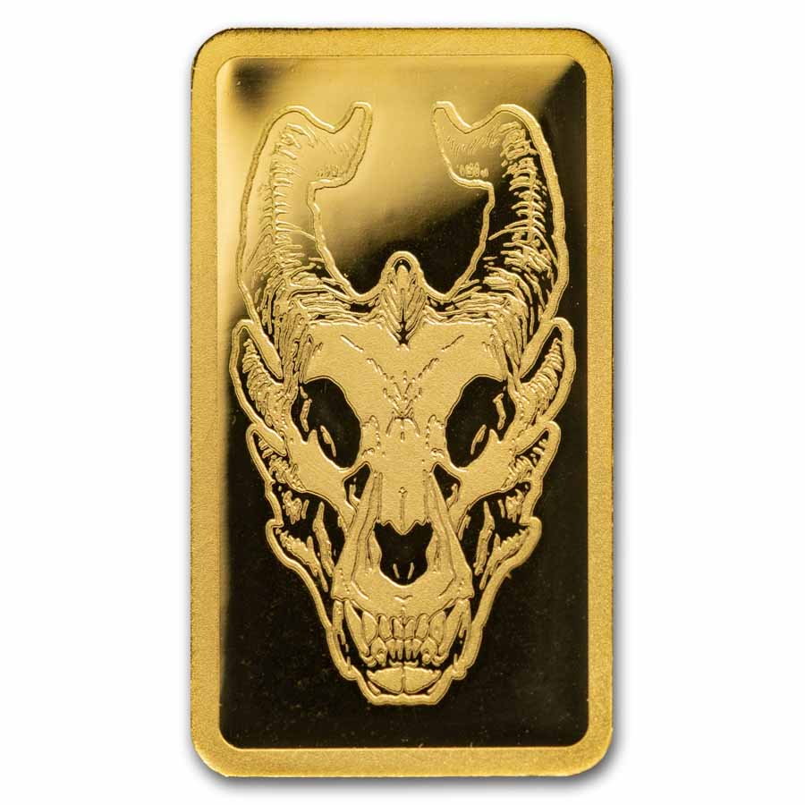 2026 Liberia 1/200 oz Gold Dragon Skull Coin Bar