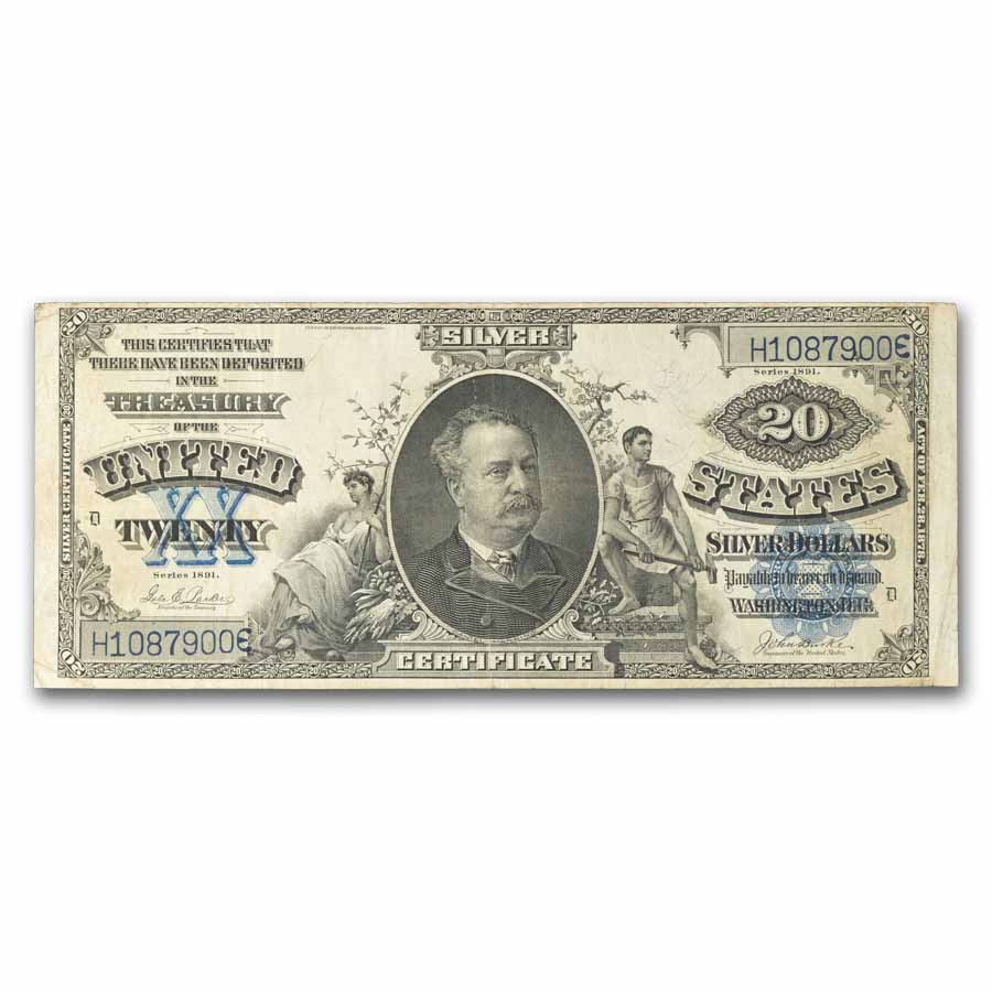 1891 $20 Silver Certificate Daniel Manning VF (Fr#321)