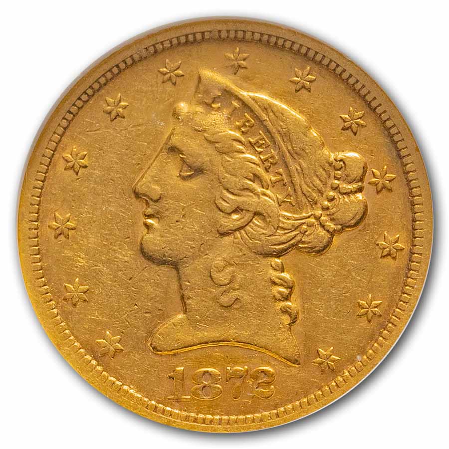 1872-S $5 Liberty Gold Half Eagle AU-53 NGC