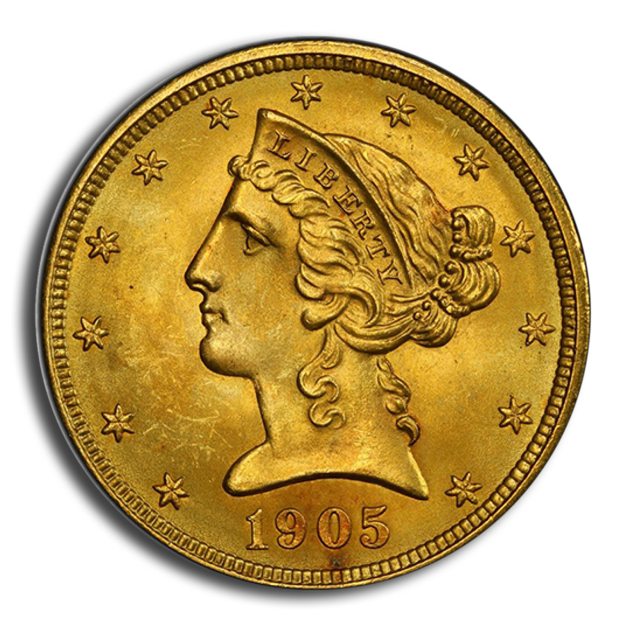 1905 $5 Liberty Gold Half Eagle MS-66+ PCGS CAC