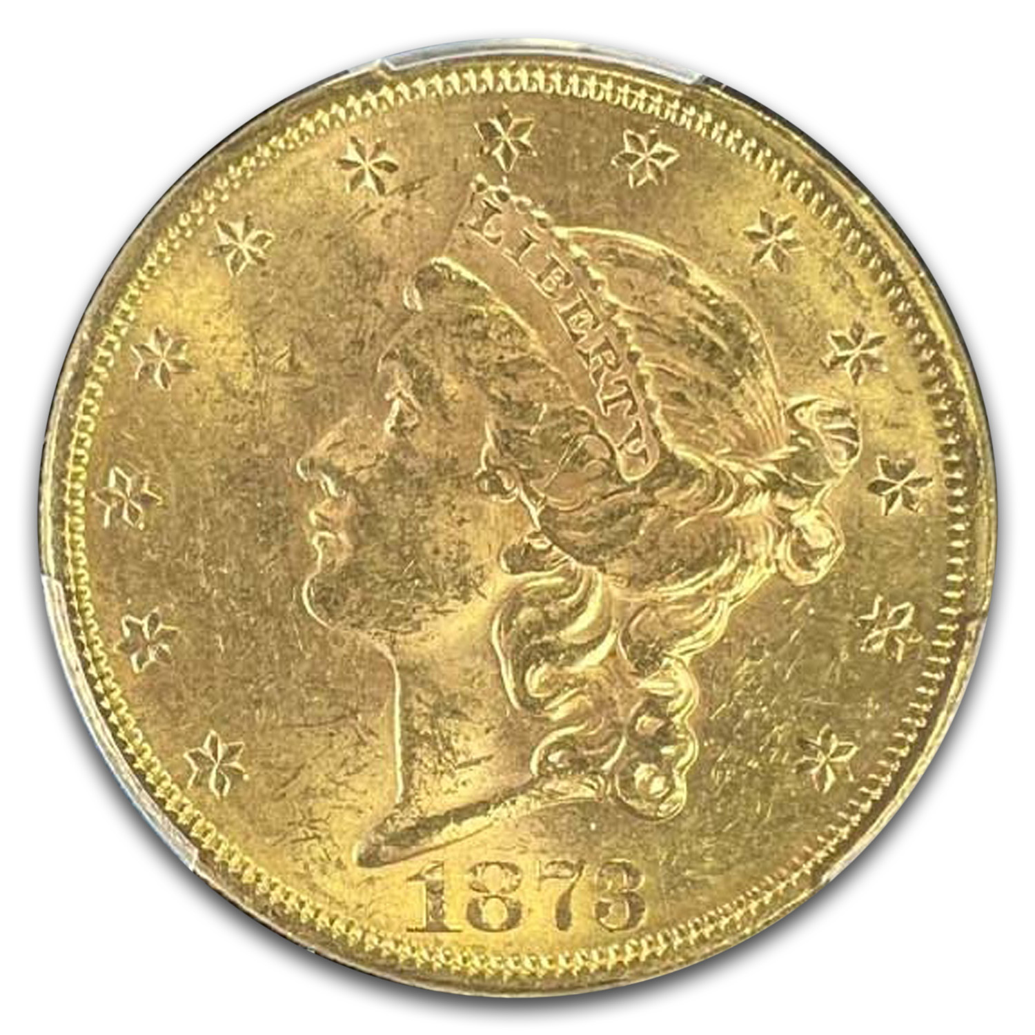 1873 $20 Liberty Gold Double Eagle Closed 3 MS-61 PCGS CAC