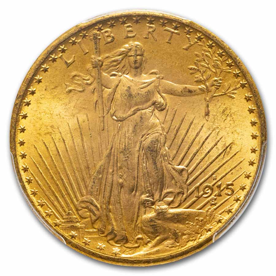 1915-S $20 St Gaudens Gold Double Eagle MS-64 PCGS (San Fran)