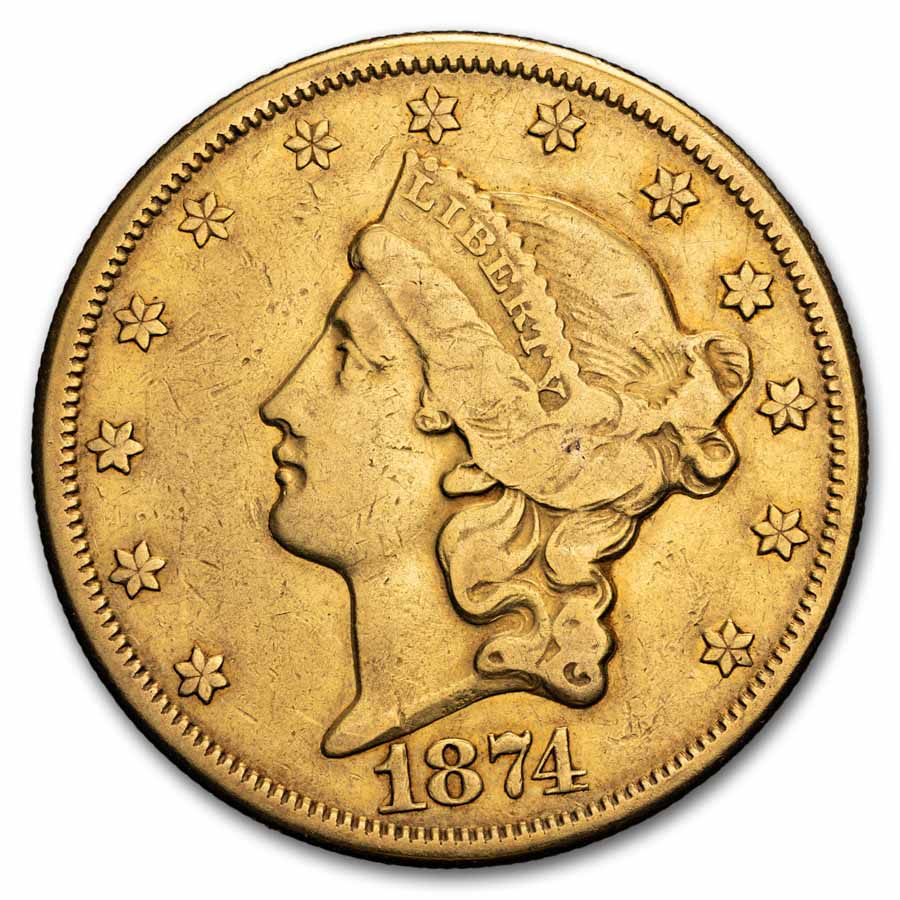 1874-CC $20 Liberty Gold Double Eagle VF (Cleaned)
