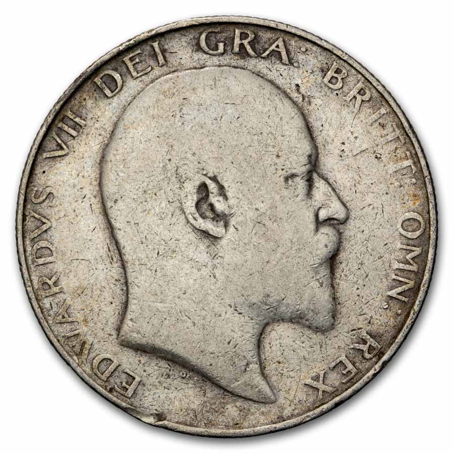 1902-1910 Great Britain Silver Half Crown Edward VII Avg Circ